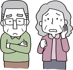 心配する老夫婦