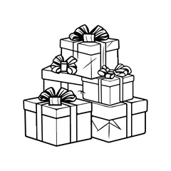 Fototapeta premium christmas presents, Hand Drawn Christmas Elements vector illustration.