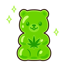 Cute cartoon cannabis edible gummy bear