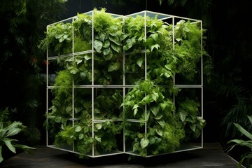 An eco-friendly 3m cube constructed from sustainable plant material. Generative AI