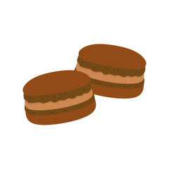 Chocolate cookies isolated on white, vector illustration, eps 8