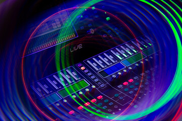 Closeup of sound control panel