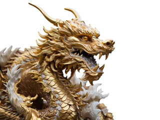 Golden Oriental Dragon Statue. Symbol of Majesty and Power in the Chinese Zodiac.