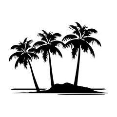 coconut palm trees black silhouettes.