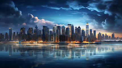 Obraz premium New York Skyline: Where Urban Majesty Meets Timeless Beauty, a Captivating Tale of Manhattan's Iconic Architecture