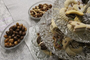 Christmas cookies and nuts on a table