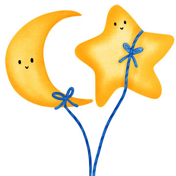 The Moon And Star Balloon Shape