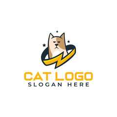 Beautiful lovely cat logo design vector illustration
