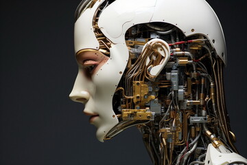 woman robot head , profile view