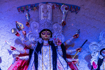 Subho mahalaya, An idol of Goddess Durga decorated in Pandal. Durga Puja is biggest religious...