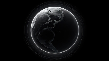 3D illustration of planet earth in black and white tones. Planet Earth on a black background - obrazy, fototapety, plakaty