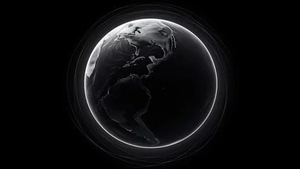 Fotobehang 3D illustration of planet earth in black and white tones. Planet Earth on a black background © Gendalf
