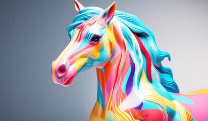 Horse, pony, toy in soft colors, plasticized material, educational material for children to play. AI generated - obrazy, fototapety, plakaty