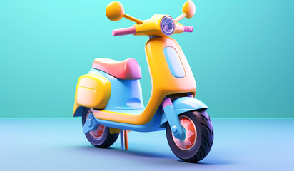 Toy scooter, in soft colors, plasticized material, educational for children to play. AI generated