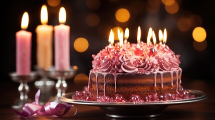 birthday cake with candles	