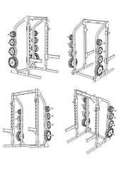 Smith Machine. Gym equipment on white background vector illustration. Different fitness equipment for muscle building. Workout and training concept.