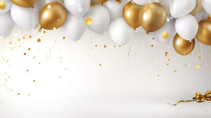 new year Celebrate with Confetti and Balloons Golden Confetti Rain background generative with ai 
