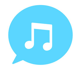 シンプルな水色の吹き出しと音符マーク