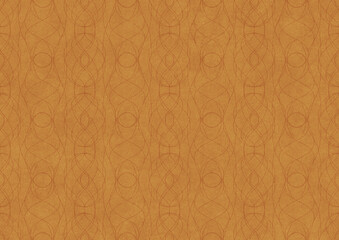 Hand-drawn unique abstract symmetrical seamless ornament. Light red on a yellow background. Paper texture. Digital artwork, A4. (pattern: p10-1c)