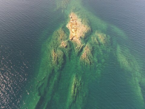 Panoramic drone photo of the tropical beach in the bay of Toroni in Halkidiki, Greeceult