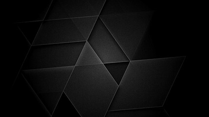 Illustration of a dark metallic background with geometric interlaced shapes with effects