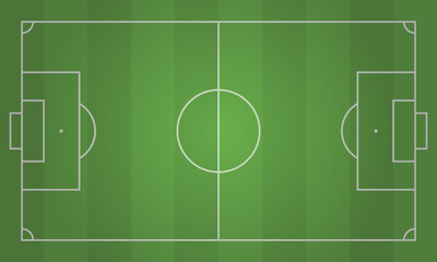 Green football field. Soccer stadium top view. Vector 10 Eps.