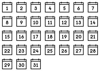 Calendar line icon set. Vector graphics