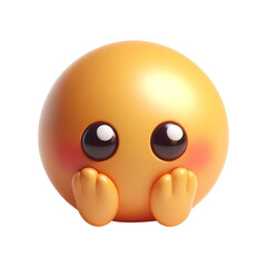 3d shy emoji icon. Realistic 3d high quality isolated render	