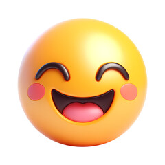 3d happy emoji icon. Realistic 3d high quality isolated render	