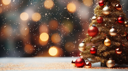 Fototapeta na wymiar Christmas tree decorations, Christmas celebration background design, Generative ai