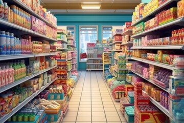 The diverse assortment of products Supermarket heaven,Generative AI. - obrazy, fototapety, plakaty