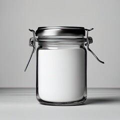 white tin or can with lid isolated on a gray background. 3d rendering white tin or can with lid...
