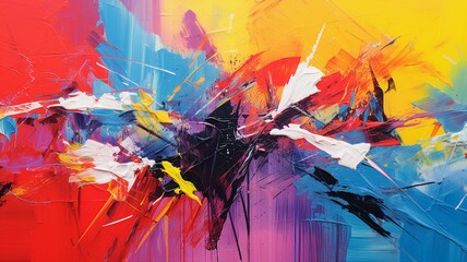 Abstract Rough Brushwork in Bold and Bright Colors