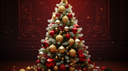 Fototapeta na wymiar Christmas tree with Christmas decoration balls, Generative ai