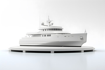White luxury yacht on a white background. 3d rendering, AI Generated