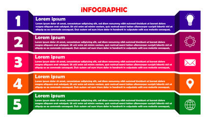 Vector illustration Infographic design template with icons and 5 options or steps. Can be used for process, presentations, layout, banner, info graph.