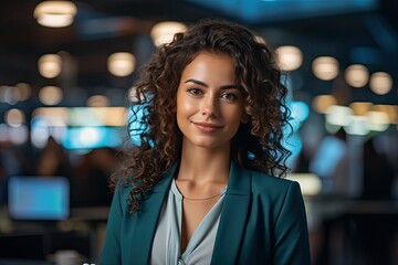 smiling business woman holding a tablet