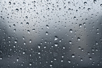 A close-up of raindrops on a windowpane during a summer downpour, illustrating the intricate details of precipitation, love and creation