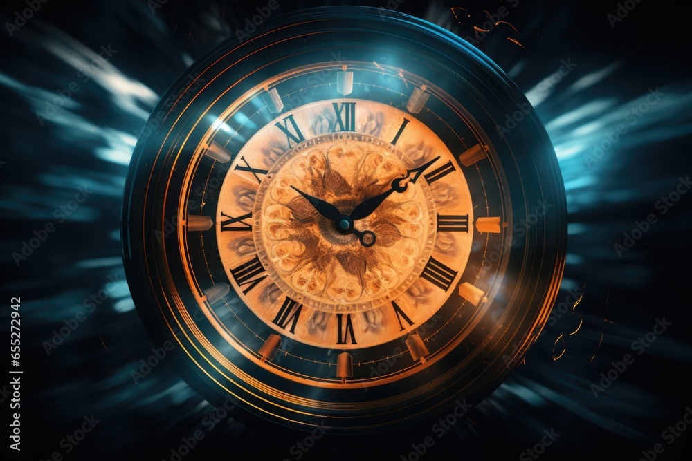 Fototapete a picture of a large clock with roman numerals. this image can be used to depict time, punctuality, 