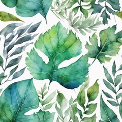 watercolor seamless pattern with green leaves and eucalyptus branches watercolor seamless pattern with green leaves and eucalyptus branches seamless pattern with watercolor green leaves, hand drawn wa