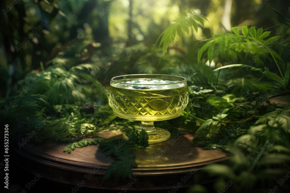 Aufkleber a simple and refreshing glass of water sitting on top of a wooden table. this image can be used to d