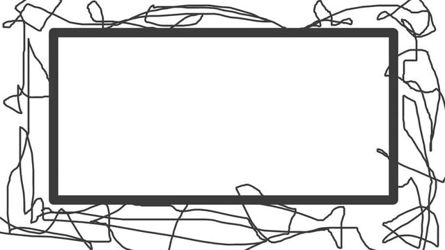 The frame changes slightly in size, and lines flash around it.