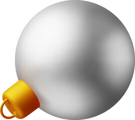 3D White Christmas Ball with Golden Clamp