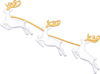 3D Christmas Cute Jumping Deers with Antlers