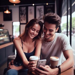 couple having a date at a coffee shop