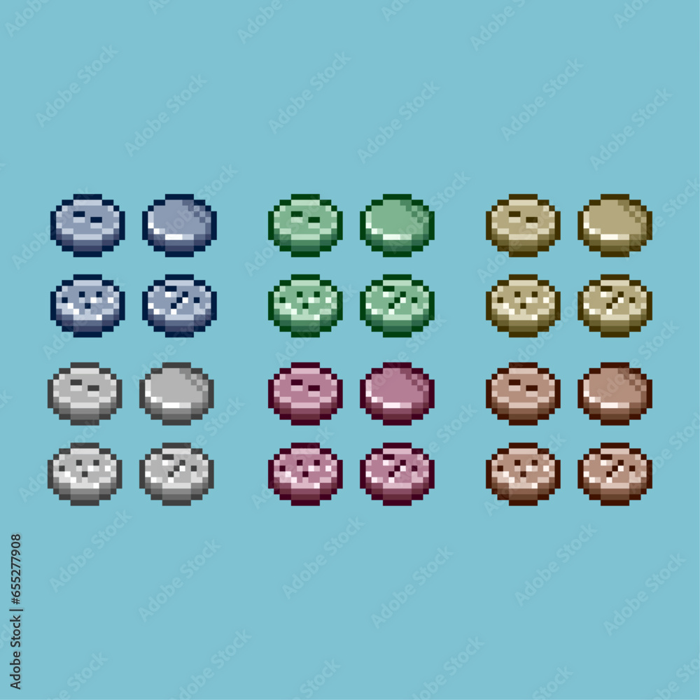 Poster pixel art sets of rock floor with variation color item asset. simple bits of floor rock on pixelated