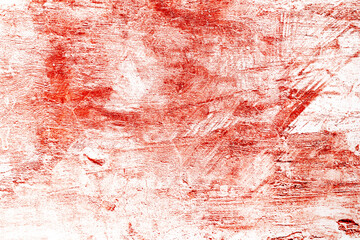 Red paint on concrete wall. Red blood on old wall for halloween concept. Red and black horror background. Grunge scary red concrete