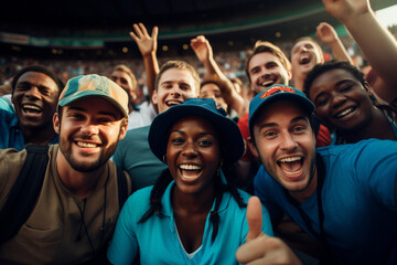 Baseball fans at the stadium, embodying the passion of the sport - obrazy, fototapety, plakaty