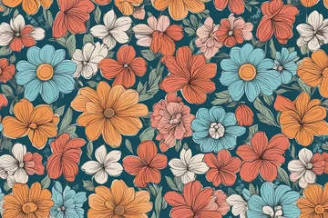 Fotobehang seamless pattern with flowers, vector illustration seamless pattern with flowers, vector illustration seamless pattern of beautiful flowers. vector illustration © Shubham
