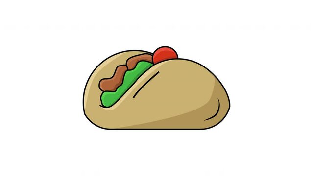 animated video of forming a taco on a white background